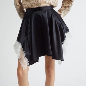 3.1 Phillip Lim lace detail liquid satin flounce mini skirt